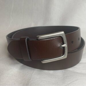 The GAP Genuine Bonded Leather Belt Men Size 34 Brown Silver Work Dress Designer
